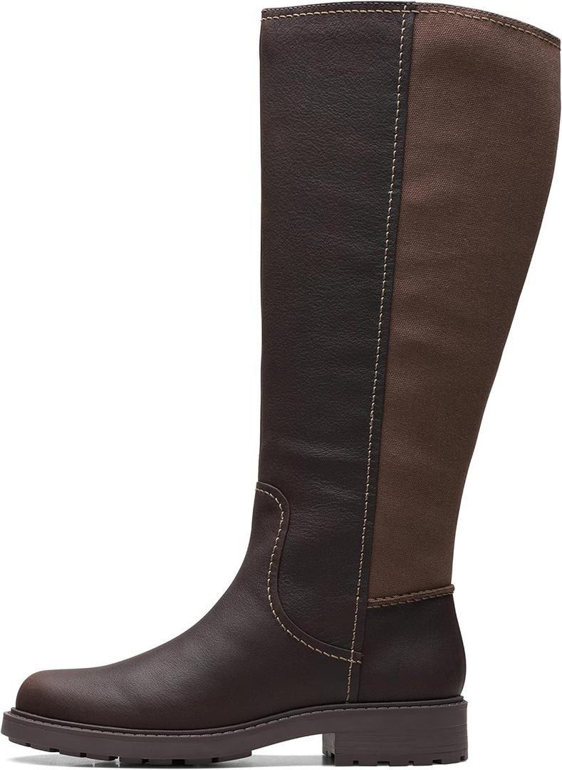 Clarks Women's Opal Glow Knee High Boot (5, Dark Brown Leather)