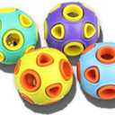 SCHITEC Dog Balls with Bell Sound, [4 Pack] Rubber Bouncy Fetch Ball for Puppies Small Dogs, 2 Interactive Pet Chew Toys (Small 2")