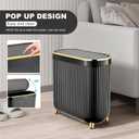 Supteron Bathroom Trash Can with Lid 3.1 Gallon Narrow Trash Can Small Plastic Trash Bin 12 Liter Rectangular Plastic Garbage Can with Press Type Lid for Bedroom Bathroom