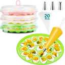 Deviled Egg Container with Lid, 3 Pack Stackable Deviled Egg Platter with Handle, 66-Slot Egg Carrier Tray for Fridge Storage, Easter, Christmas, Parties, Picnic, Dishwasher/Freezer Safe