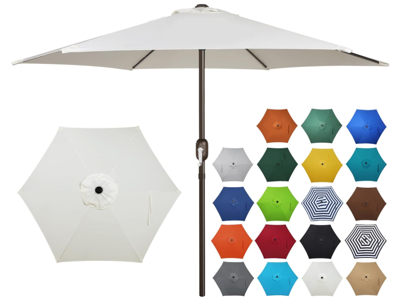 Blissun 7.5 ft Patio Umbrella, Yard Umbrella, Outdoor Market Umbrella with Push Button Tilt Crank (Creamy White)
