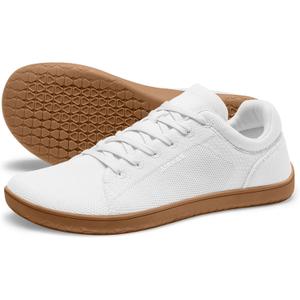 AIRHAS Womens Minimalist Barefoot Shoes Zero Drop Wide Toe Box Shoes Lightweight Casual Fashion Sneakers for Women (8, White/Gum)