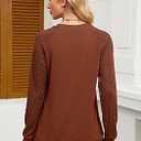 Ohhettm Sweatshirt for Women Crewneck 2026 Fashion Cable Knit Long Sleeve Loose Lightweight Sweater Fall Pullover Blouses Top Size S