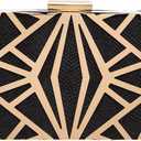 CARIEDO Women Evening Bag Elegant Clutch Purse Exquisite Velvet Metal Hollow out Handbags Prom Wedding Party (black)