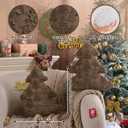 Lanpn Christmas Tree Pillows Set of 2, Tree Christmas Decoration Winter Soft Cute Xmas Tree Shaped Throw Cushion for Bedroom Couch Sofa Xmas Decor (18x16 inch, Brown)