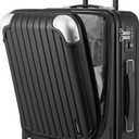 LEVEL8 Grace Carry on Luggage, 20 Inch Hard Shell Suitcases with Spinner Wheels, Abs+Pc Hard Case Luggages with Tsa Lock, Black