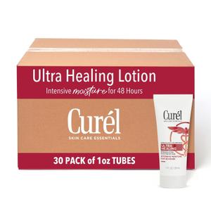 Curel Ultra Healing Intensive Fragrance-Free Lotion For Extra-Dry Skin, Dermatologist Recommended, Ideal for Sensitive Skin, Cruelty Free, Paraben Free, 1 Oz, Pack of 30
