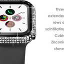3 x Surace Compatible with Apple Watch Case 38mm for Apple Watch Series 6/5/4/3/2/1, Bling Cases with Over 200 Crystal Diamond Protective Cover Bumper for 38mm 40mm 42mm 44mm (38mm, Black)