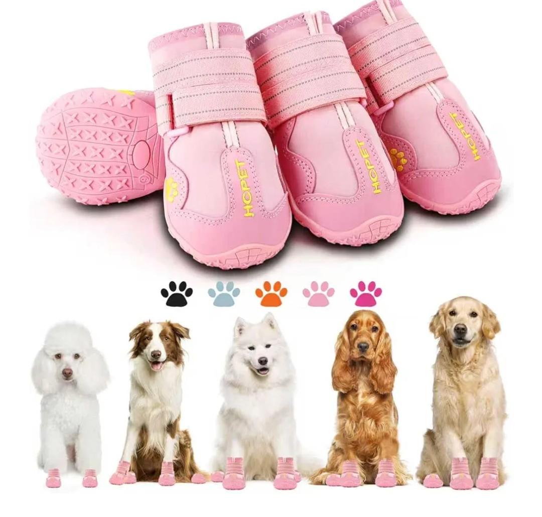 Hcpet Dog Shoes, Dog Boots for Large Dogs, Breathable Dog Booties Paw Protector for Summer Hot Pavement, Winter Snowy Day, Outdoor Walking, Indoor Hardfloors Anti Slip Sole Pink Size 6