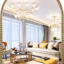 Arched Wall Mirror for Bathroom, 20"x30" Metal Beaded Frame Decorative Accent Mirror, Large Modern Distressed Hanging Wall Decor for Washroom, Bedroom, Living Room, Entryway, Antique Gold