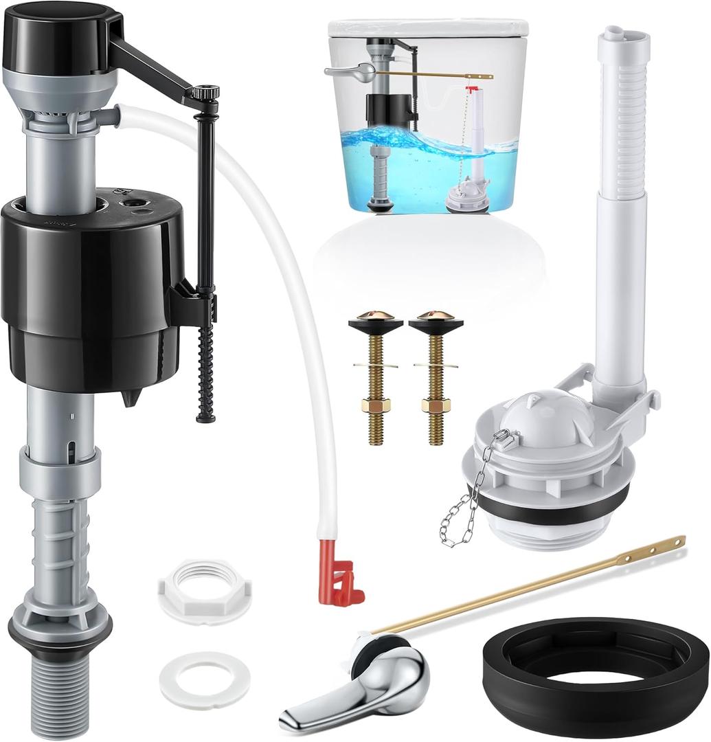 Saillong 3 Inch Toilet Flusher Replacement Kit, Include 3 Inch Adjustable Flush Valve with Flapper, Fill Valve, Front Flush Handle, Rubber Gasket, Bolts, Complete Toilet Parts Inside Tank Kit(1 Pack)