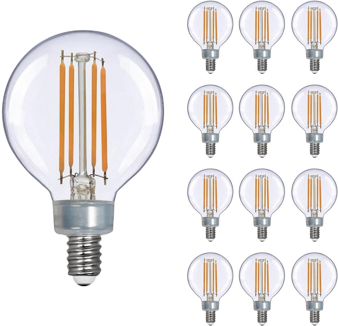g16.5 led Bulb e12 g16 1/2 led Candelabra Bulb 40w Equivalent, Led Edison Bulb 2700K 350lm ac120v 3.8w, g50 led Globe Light Bulb for Chandelier, Ceiling Fan Light Bulbs 12/Pack