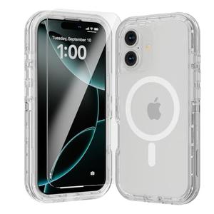 Luckwhale for iPhone 17 Case, Fits Magsafe,Heavy Duty Shockproof Protection Phone Cases with Screen Protector*1, Magnetic Transparent Protective Cover for iPhone 17 6.1 '', Clear