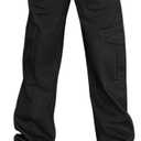 Lepunuo Cargo Pants for Women High Waisted Casual Pants Baggy Stretchy Wide Leg Y2K Streetwear with 6 Pockets (3X-Large, Black)