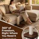 360 Degree Laptop Table, C-Shaped Side Table, Walnut Tray White Stand, X-Large