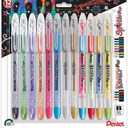 Pentel Sparkle and Krazy Pop, Metallic Gel Ink Pen, (1.0mm), Bold Line, Assorted Ink Colors, 12 count (K91BP12M)