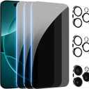 PEHAEL [3+3Pack] for iPhone 16 Pro Privacy Screen Protector with Camera Lens Protector Full Coverage Anti-Spy Tempered Glass Film 9H Hardness Upgrade Edge Protection Easy Installation Bubble Free [6.3 inch]