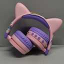 iClever Kids Bluetooth Headphones, Light Up Cat Ear,60H Playtime, USB C Fast Charging, Safe Volume 74/85dBA, Bluetooth 5.3,Toddler Headphones Wireless for iPad Tablets Travel,Meow Cookies-Peach Pink