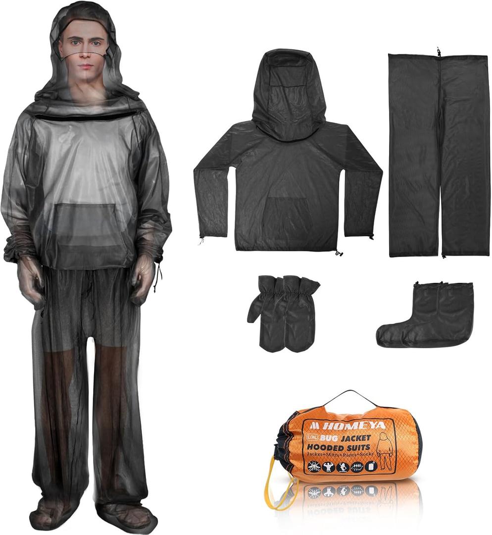 XXL - Lightweight Breathable Mesh Cosplay Costume Full Set Jacket Hood Pants Socks for Outdoor Activities Unisex