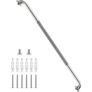 48 Inch Anti Slip Shower Grab Bar, Munzong Bathroom Grab Bar for Showers, Brushed Nickel Knurled Handicap Balance Bar,Safety Hand Rail Support Elderly Senior Assist Bath Handle