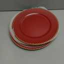 Red Charger Plates with Beaded Rim, 13" Round Charger for Dinner Plates, Set of 6 Plastic Plate Chargers for Wedding, Thanksgivng, Christmas.