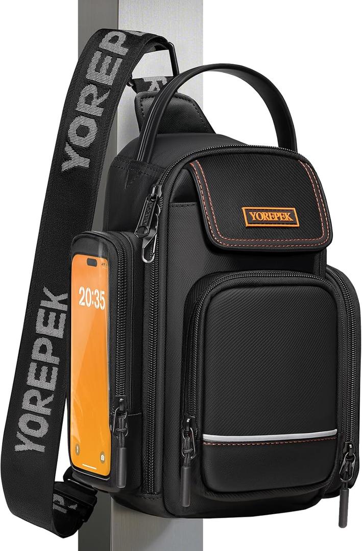 YOREPEK Insulated Magnetic Gym Bag for Men, Magnetic Water Bottle Bag with Phone & Pouch for Air Tag, Crossbody Water-Resistant Bottle Carrier with Adjustable Strap for Work, Gym, Sports