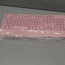 MEETION Wireless Keyboard and Mouse, Full-Sized Cordless Keyboard with Wrist Rest, 3 DPI Adjustable Mouse, Keyboard and Mouse Set with 2.4GHz USB Receiver, for PC/Computer/Laptop/Windows/Mac, Pink