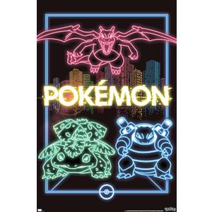 Trends International Pokémon - Neon Group Wall Poster, 22.375" x 34", Premium Unframed Version, 34"L x 22.4"W