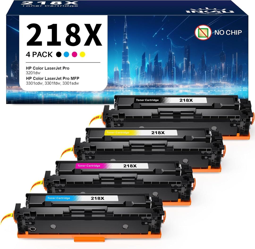 INK4U Compatible Toner Cartridge Replacement for HP 218X Toner cartridges 4 Pack No Chip