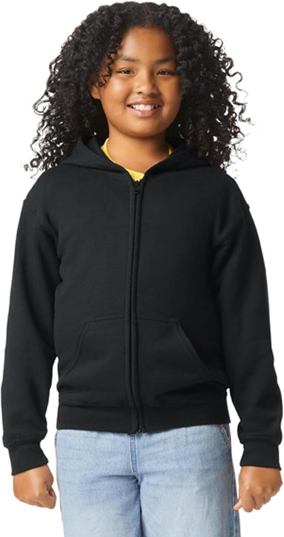 Gildan Kids' Full Zip Hoodie Sweatshirt, Style G18600B (X-Large, Black)