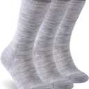 Facool Diabetic Socks for Men Women, Merino Wool Non-Binding Top Crew Socks with Cushion Sole, Seamless Toe 3 Pairs (Large, Light Grey X 3)