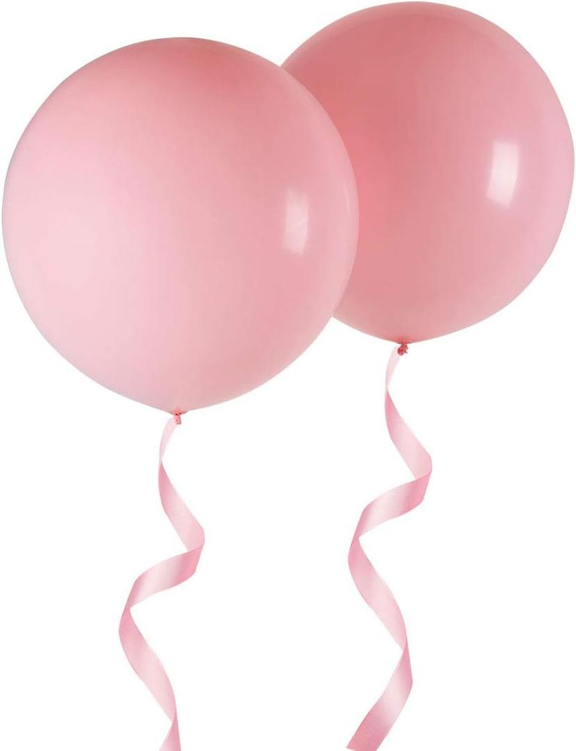 24 Inch Big Round Balloons Latex Macaron Baby Pink 10 Packs (24 Inch (Pack of 10), Macaron Baby Pink)