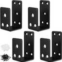 Door Barricade Brackets,4Pack Heavy Duty Door Security Bar Brackets, Open Security Bar Holder U Brackets, Fits 2 x 4 Lumber for Door Brace, Home, Garage, Barn, Shed, Gate Security, Black