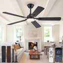 ZMISHIBO 52" Ceiling Fans with Lights, Black Modern Ceiling Fan with Remote & App Control, Farmhouse Indoor Ceiling Fan with Dual Finish Blades, Quiet & Strong Motor, 24W Dimmable Bright LED Light