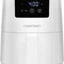 CHEFMAN 2 Qt Mini Air Fryer  Digital Space-Saving Compact Air Fryer with Nonstick and Dishwasher Safe Basket, Quick & Easy Meals in Minutes, Features Digital Timer and Shake Reminder  White