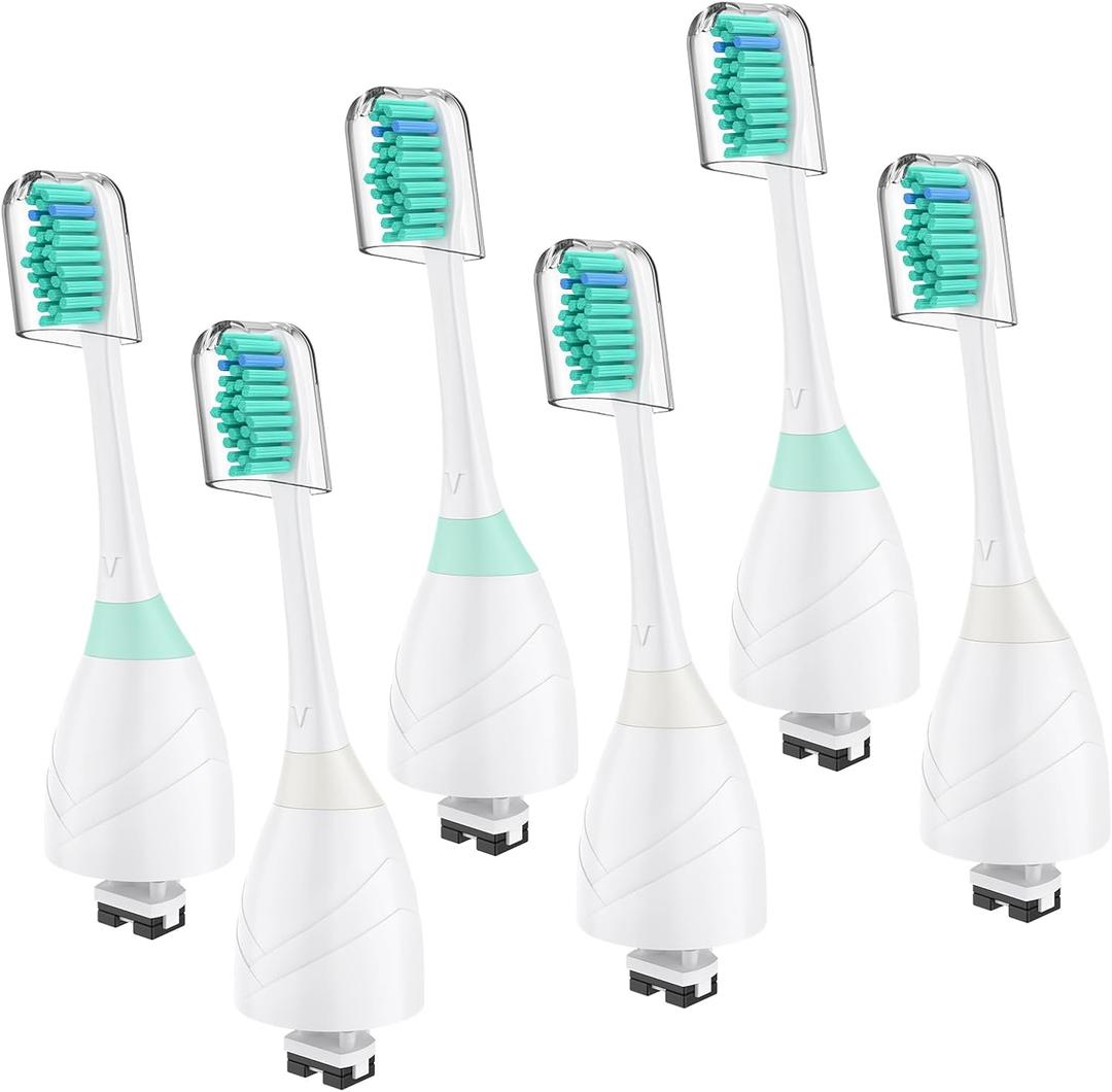Replacement Heads for Philips Sonicare, Toothbrush Replacement Head Compatible with Phillips Sonicare E-Series Screw-on Handles for Essence, Advance, Elite, CleanCare, Extreme, 6 Pack
