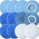 Boltigen 12pcs 5-6 inch Polishing Pad Bonnets 12Pack 4 Color 5 to 6'' Orbital Polishing Pad Microfiber Coral Fleece Bonnet Car Buffer Polisher Waxing Covers for Automobile Glass Cleaning and Polish