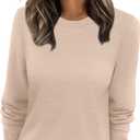 WIHOLL Sweaters for Women Lightweight Pullover Tops Long Sleeve Shirts Crewneck Fashion Clothing Fall Outfits 2026 (Large, Apricot)