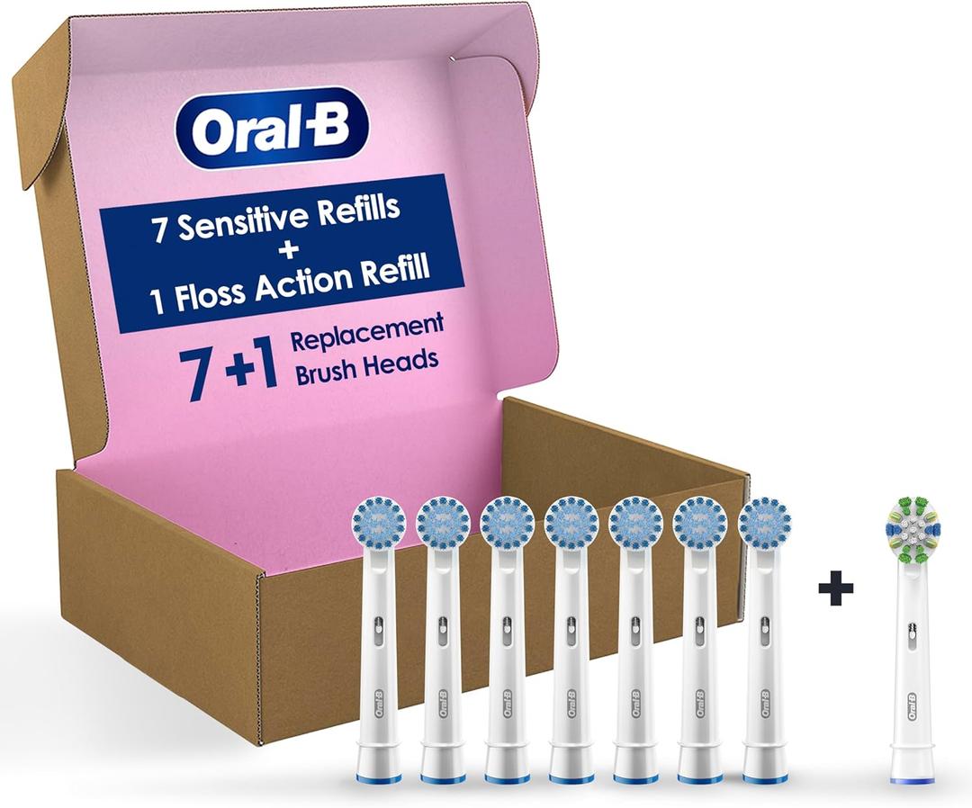 Oral-B Sensitive Gum Care Electric Toothbrush Replacement Brush Heads, 8 Count (White)