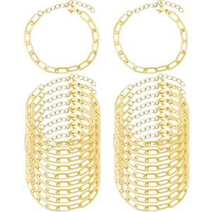 tiggell 20pcs Chain Bracelets Kit Alloy Link with Lobster Clasps for Christmas DIY Women Jewelry Findings Bracelet Making (Gold)