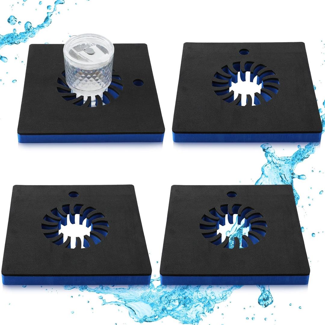 Newtay 4 Pcs Foam Floating Drink Holder for Pool 9.5 Inch Blue and Black Refreshment Table Tray Portable Tumbler Pool Bar Accessories Fits Tumblers 16 to 30 Ounce for Lake Beach Summer Part (4)
