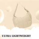 Small Puffer Crescent Underarm Shoulder Bag for Women, Nylon Quilted Purses Handbags with Adjustable Strap, Khaki