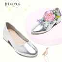 Jeekopeg Low Chunky Pumps Women's Round Toe Heels PU Leather Chunky Pump Shoes Classic Closed Toe Pumps Low Heel Dress Shoes for Women