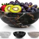 Gusto Nostro 8" Luxury Black Marble Decorative Bowl for Coffee Table - Elegant Decorative Fruit Bowl for Kitchen Counter - Heavy Stone Entryway Catch All for Keys, Potpourri Holder Centerpiece, Medium (Black and Gold)