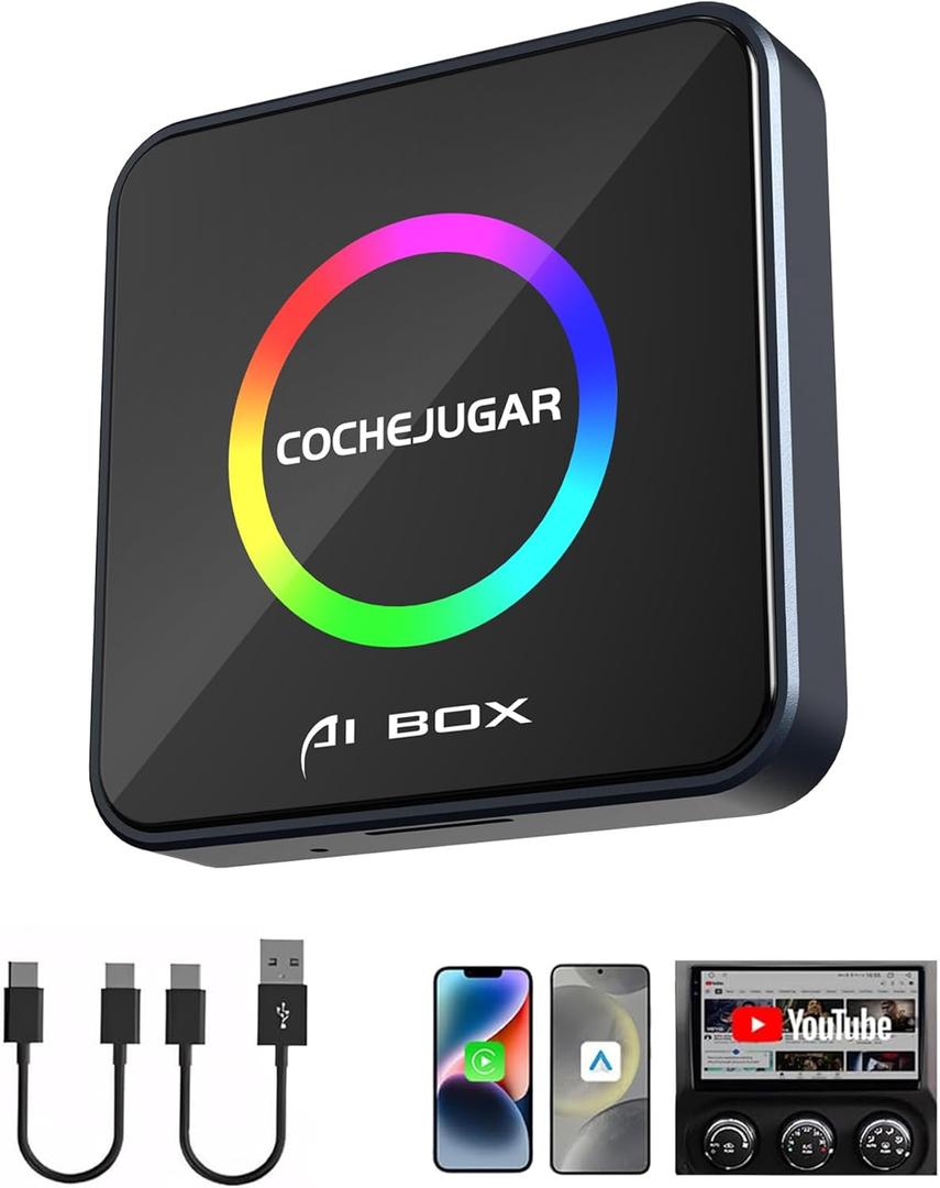 Wireless CarPlay Adapter AI TVBOX- Supports Netflix, YouTube, Disney+, TikTok, Mirror Link, and Wireless CarPlay & Android Auto Dongle for OEM Wired CarPlay Cars from 2016