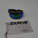 ZIONOR X Ski Snowboard Snow Goggles OTG Design for Men Women Adult with Spherical Detachable Lens UV Protection Anti-fog (VLT 14% Green Frame Revo Green Lens)