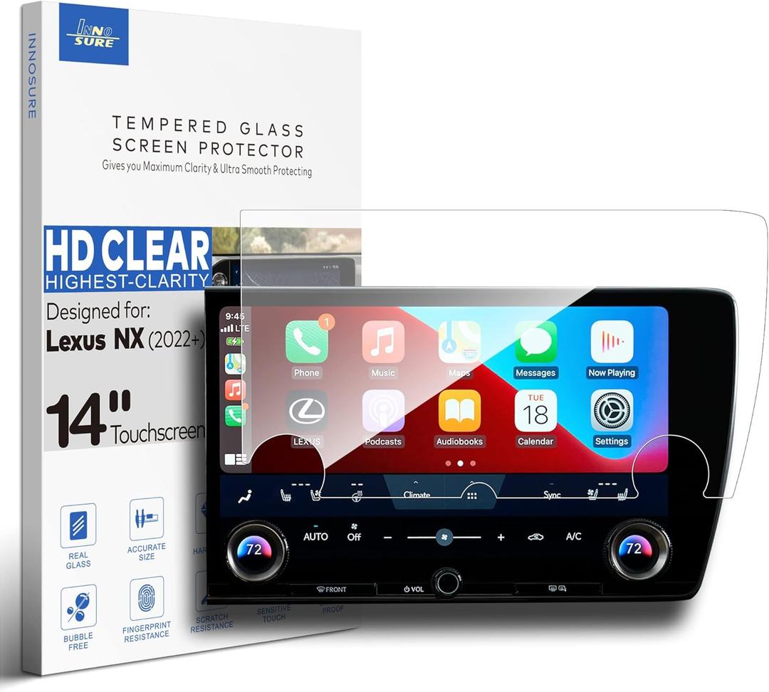 Glass Screen Protector for 2022 2023 2024 2025 Lexus NX NX350 / NX350h / NX450h+ / NX450h+F Sport 14 Inch Touchscreen (HD Clear)