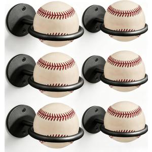 6 Pack Baseball Softball Display Memorabilia Holder Baseball Wall Mount Holders Holders Heavy-Duty Wall Mount Rack for Collectibles Black Hardware Included