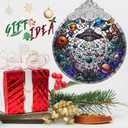 Stained Glass UFO and Alien Christmas Ornament - Holiday Home Decor - Tree Decoration - Gift Exchange Idea