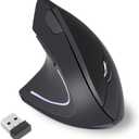 Left Handed Mouse, 2.4G Wireless Left Handed Ergonomic Mouse with 800/1200/1600 Adjustable DPI, 6 Buttons Wireless Vertical Mouse for MacBook/Laptop/PC/Desktop-Black